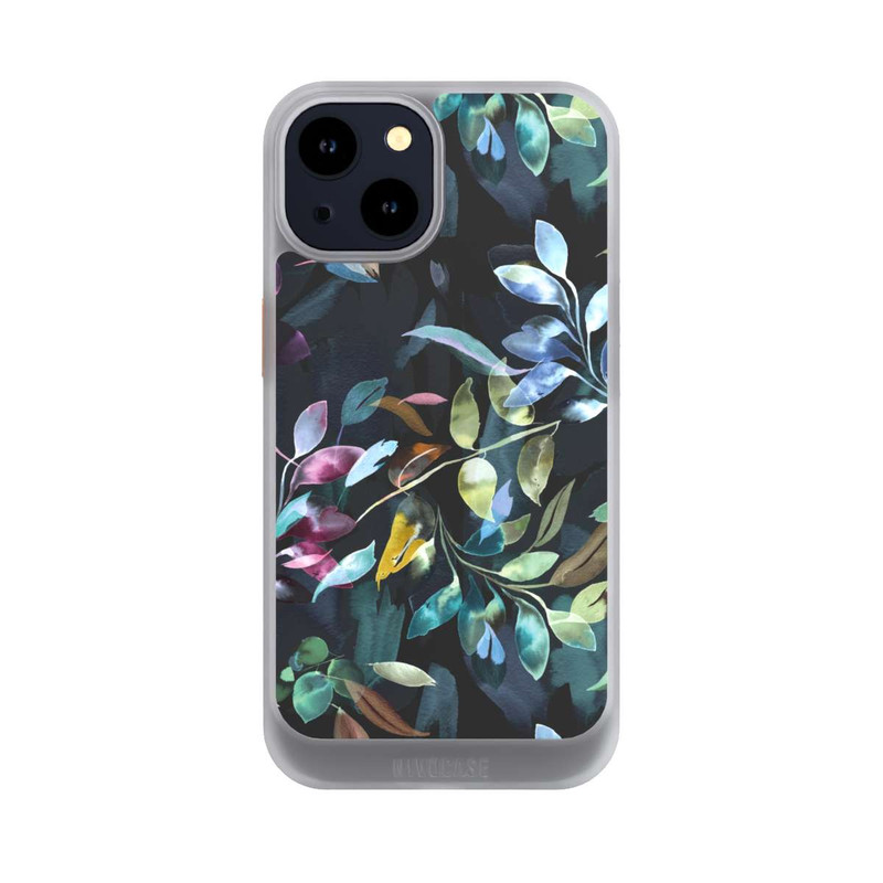 iPhone 14 NIVOcore Mystische Aquarellblätter schwarz