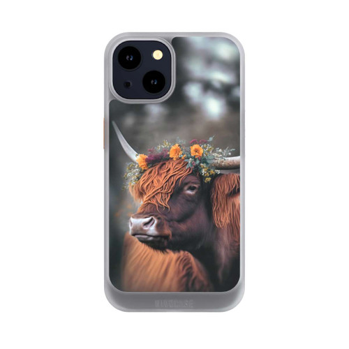 Apple iPhone 14 NIVOcore Vache des Highlands avec des fleurs avec IA