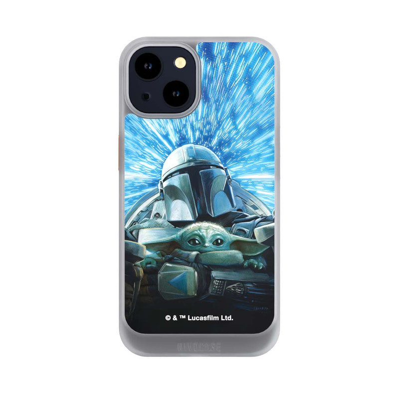 iPhone 14 NIVOcore Grogu und Mando fliegen blau