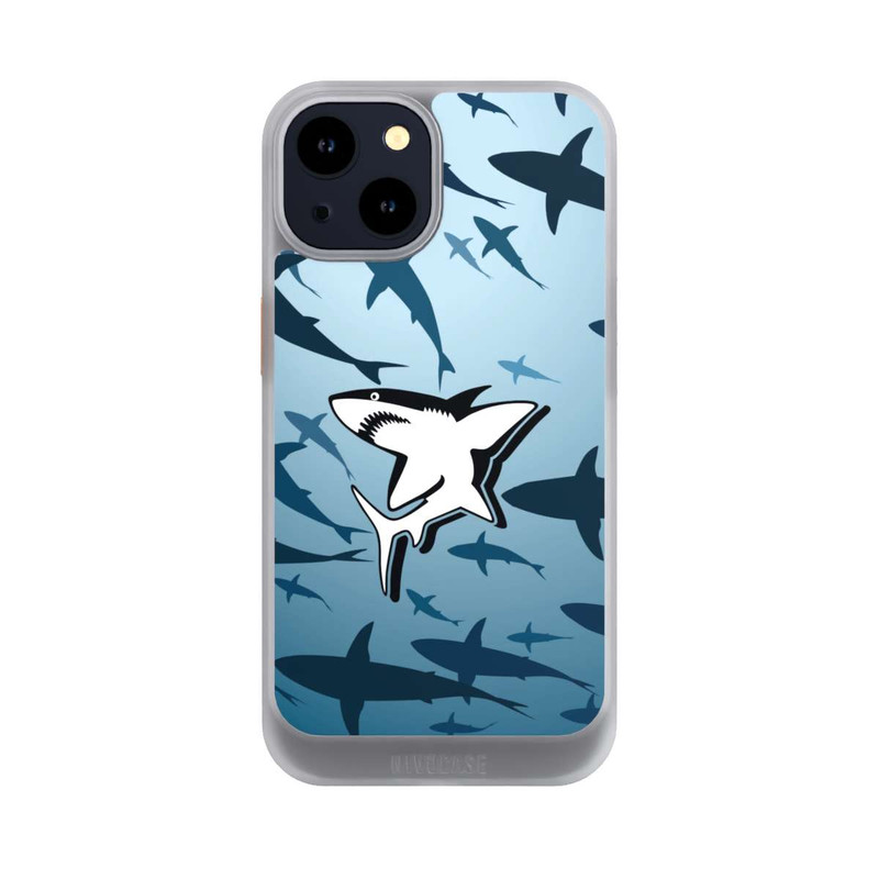 iPhone 14 NIVOcore Haie Muster Blau