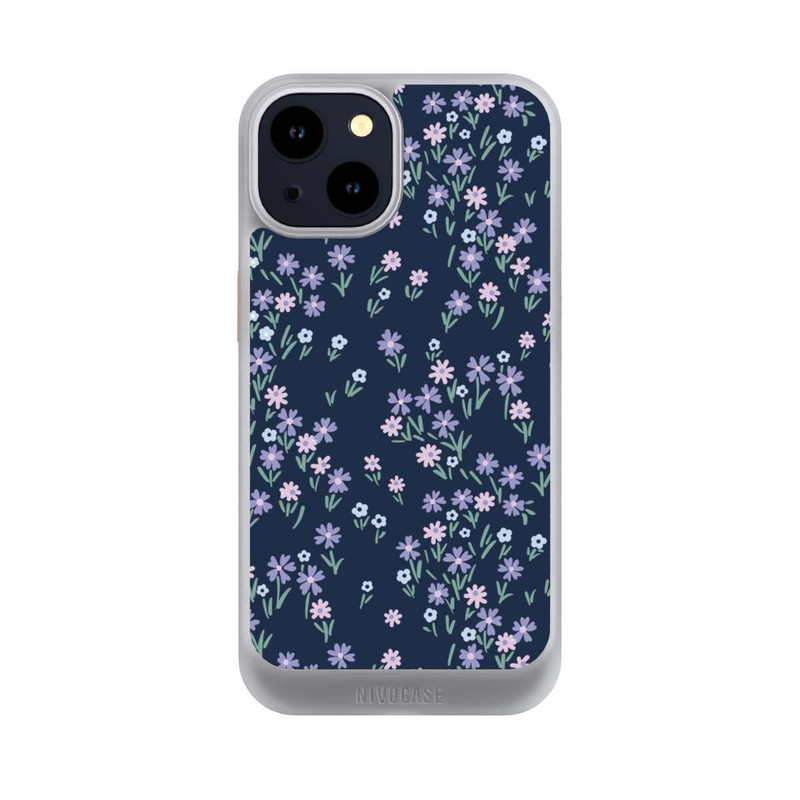 iPhone 14 NIVOcore Thème Floral Bleu Foncé