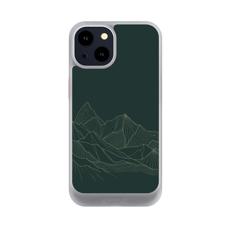 iPhone 14 NIVOcore Berg Line Art Grün