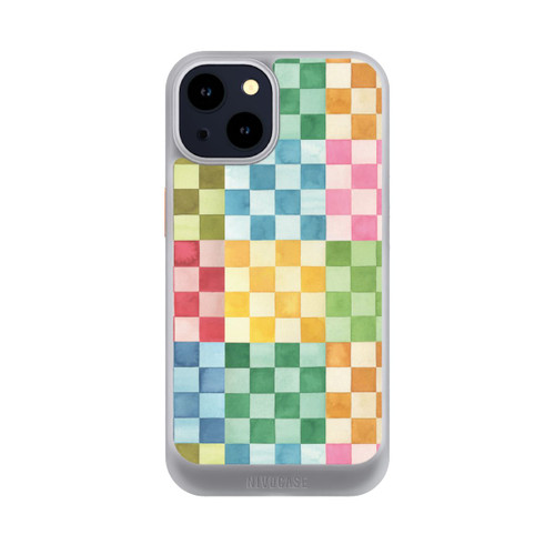 Apple iPhone 14 NIVOcore Checkerboard Watercolor Chess Geometric Red