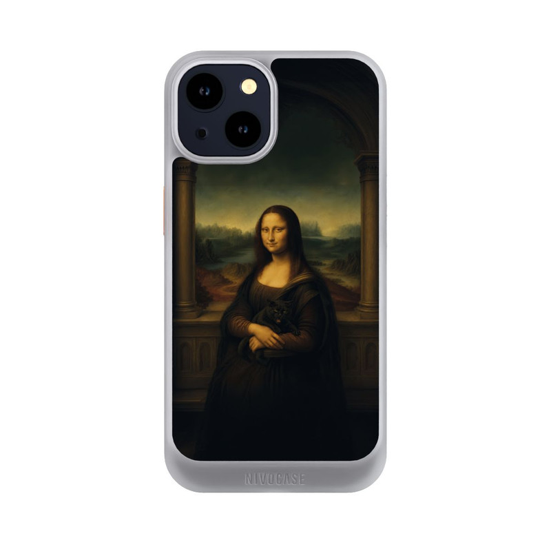 iPhone 14 NIVOcore Mona Lisa von Leonardo da Vinci mit schwarzer Katze mit KI
