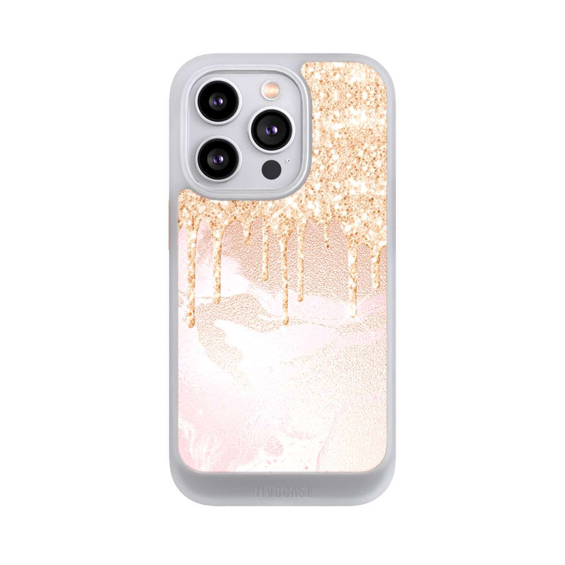 iPhone 14 Pro NIVOcore  Roségoldener Glitzer Tropfen Look