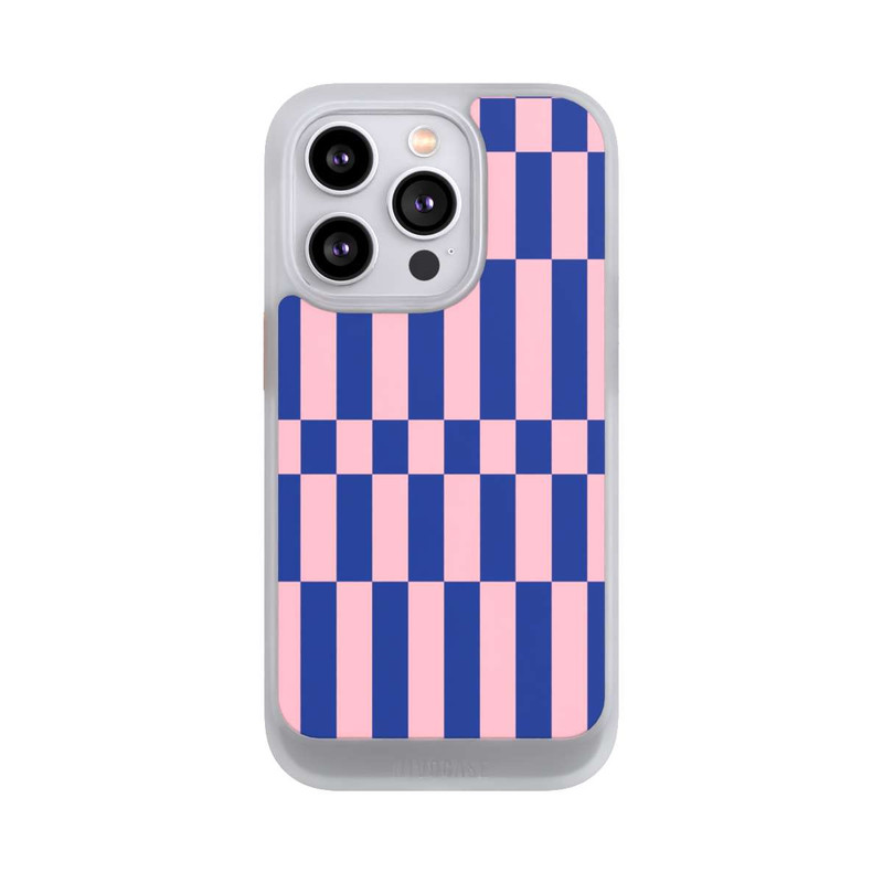 iPhone 14 Pro NIVOcore Checked Abstract Bold Electric Blue and Pink Color Block