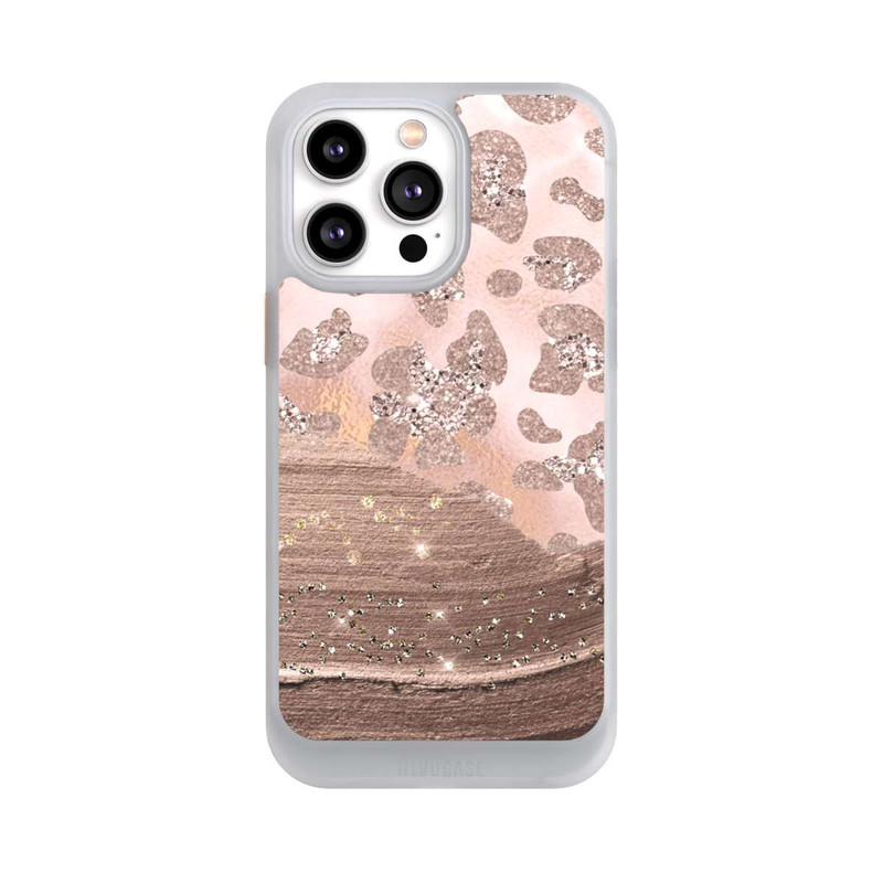 iPhone 14 Pro Max NIVOcore Silberner Leoparden Glitzerlook