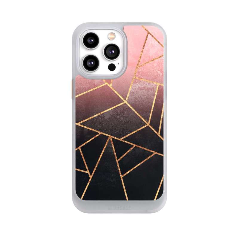 iPhone 14 Pro Max NIVOcore Pinker und Schwarzer Stein Gold Druck