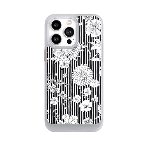 Apple iPhone 14 Pro Max NIVOcore Blumen und Streifen Schwarz und Weiß