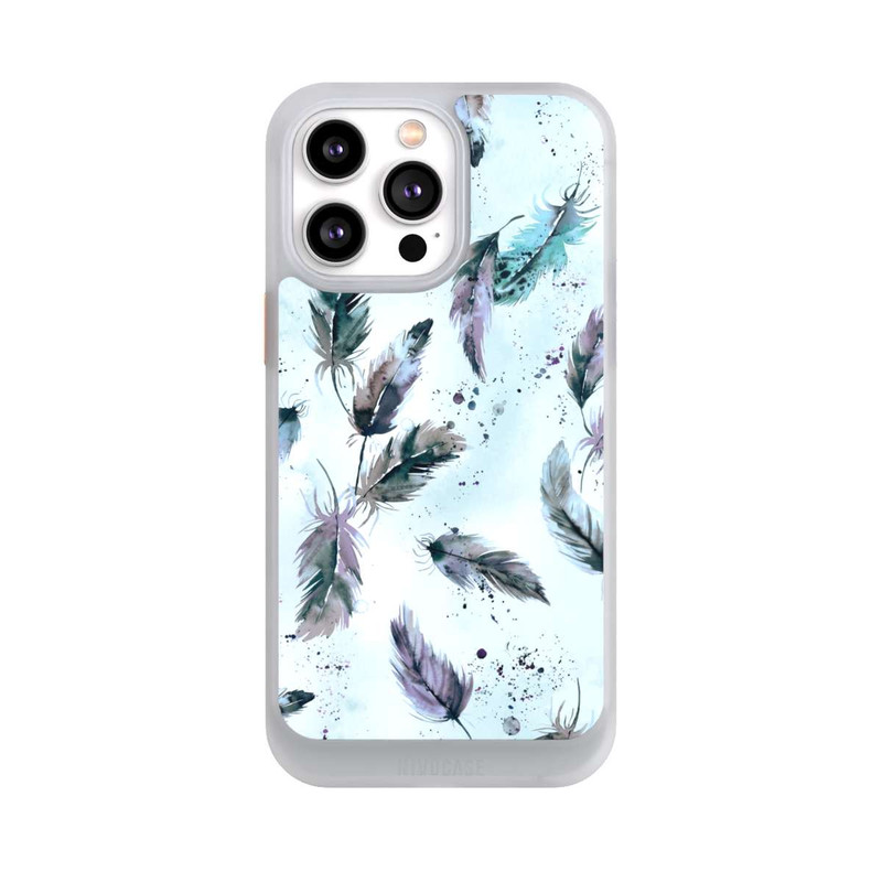 iPhone 14 Pro Max NIVOcore Magische Federn Sanftes Blau
