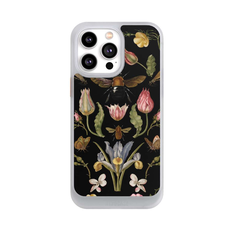 iPhone 14 Pro Max NIVOcore Fleurs Sauvages et Abeilles Fond Noir
