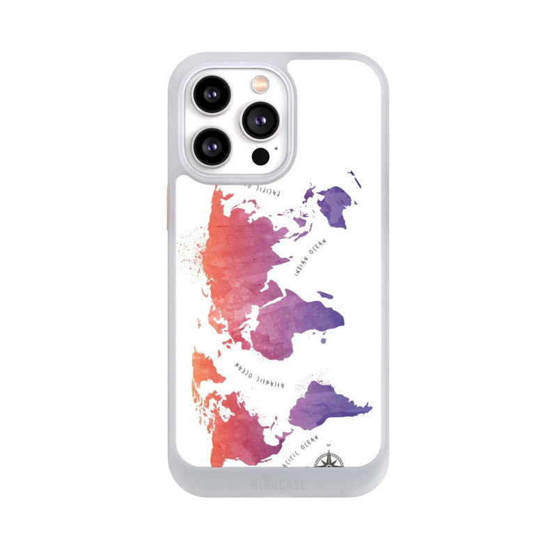 iPhone 14 Pro Max NIVOcore Worldmap (Watercolor) white
