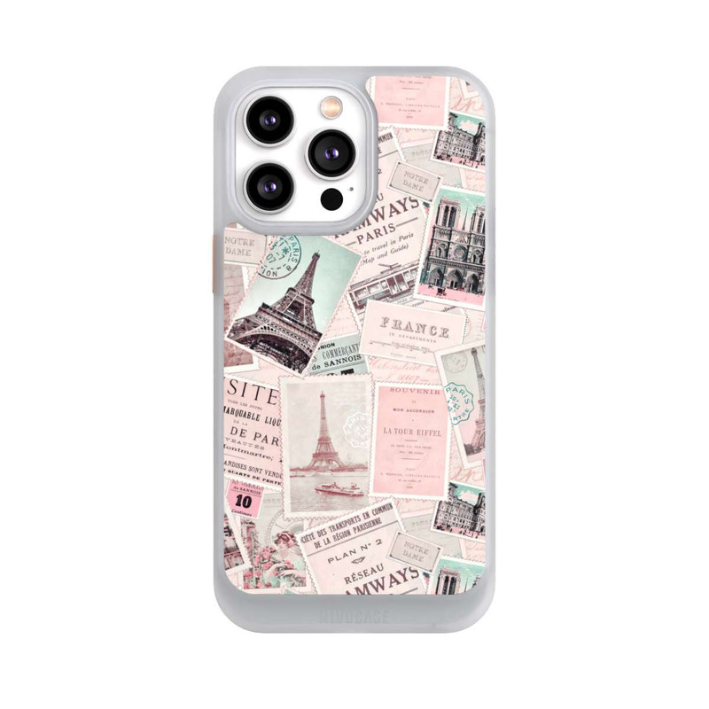 iPhone 14 Pro Max NIVOcore Vintage Paris Postcards Pattern