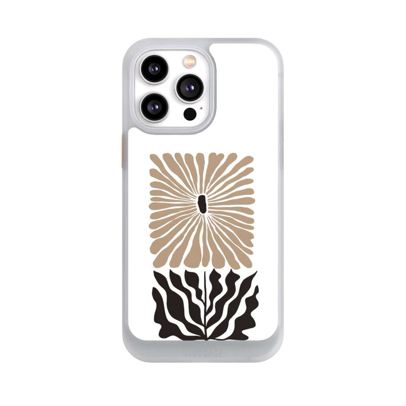 iPhone 14 Pro Max NIVOcore Fleur Bohème Marron sur Blanc