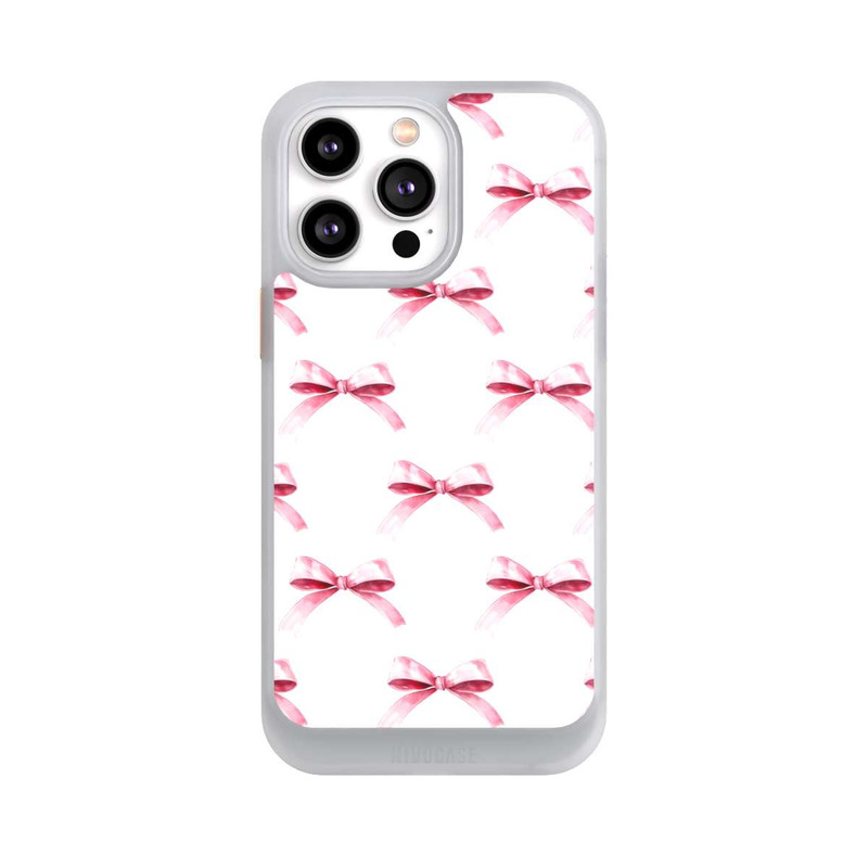 iPhone 14 Pro Max NIVOcore Pink Bow on White Pattern