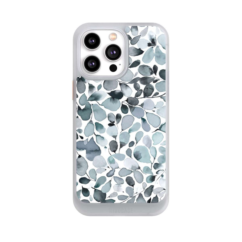 iPhone 14 Pro Max NIVOcore Eukalyptus Aquarell Blätter Grau