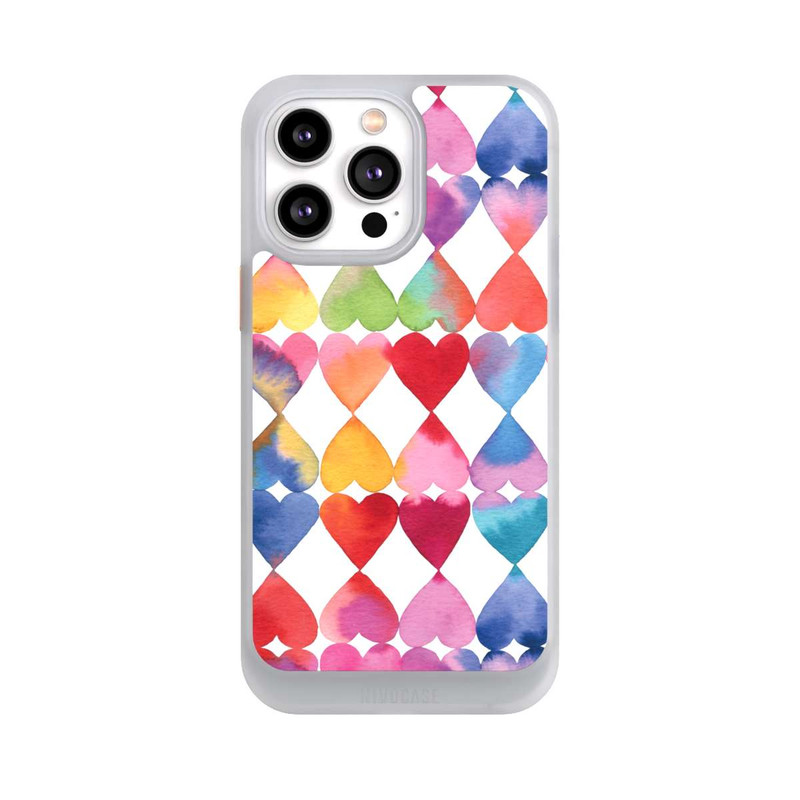 iPhone 14 Pro Max NIVOcore Buntes Herz Watercolor Muster