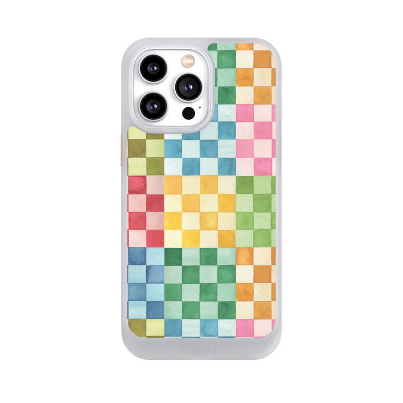 iPhone 14 Pro Max NIVOcore Checkerboard Watercolor Chess Geometric Red