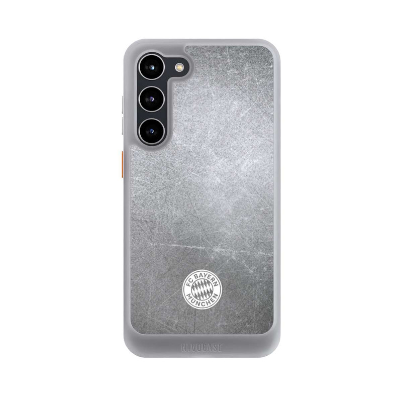 Galaxy S23 + NIVOcore Klassisches FCB Logo Klein - Weiß auf Metalllook