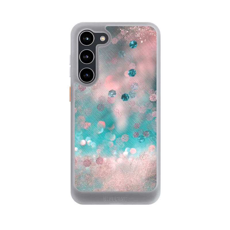 Galaxy S23 + NIVOcore Look pailleté glamour turquoise