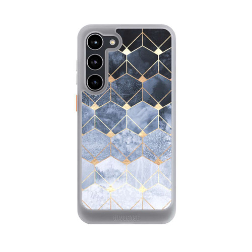 Samsung Galaxy S23+ NIVOcore Blaue Sechsecke und Diamanten Golddruck