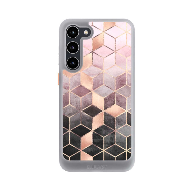 Galaxy S23 + NIVOcore Pink-grauer Farbverlauf Würfel Druck
