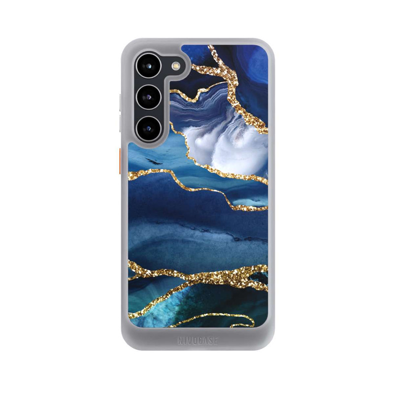 Galaxy S23 + NIVOcore  Blauer Marmor Gold Glitzer Look