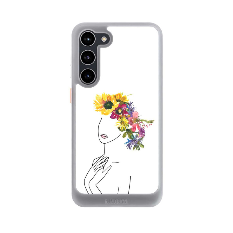 Galaxy S23 + NIVOcore Line Art Frau mit Blumenkrone