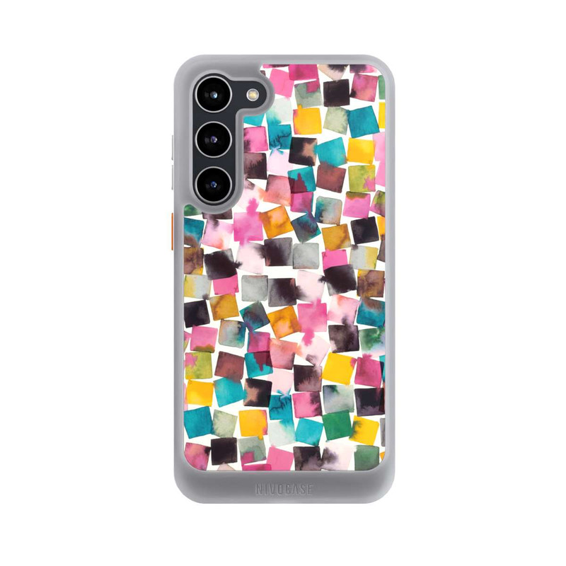 Galaxy S23 + NIVOcore Aquarell geometrische Plaids rosa