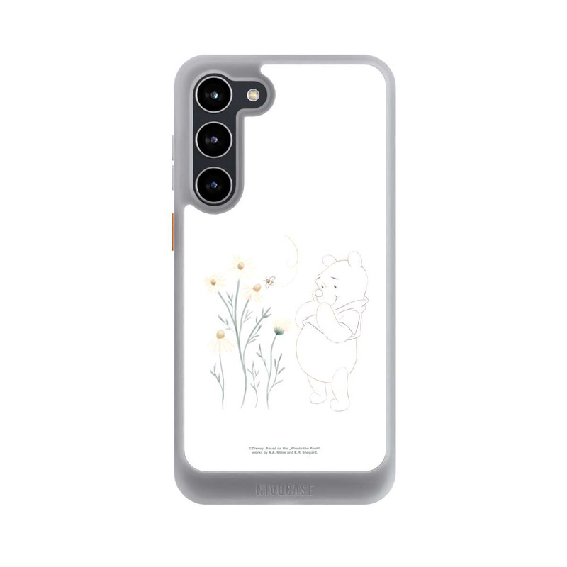 Galaxy S23 + NIVOcore Winnie Puuh sieht sich Gänseblümchen an