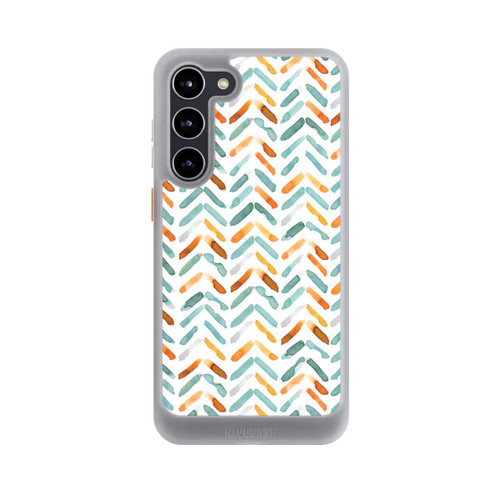Samsung Galaxy S23+ NIVOcore Elegantes Herbstchevron Blau Orange