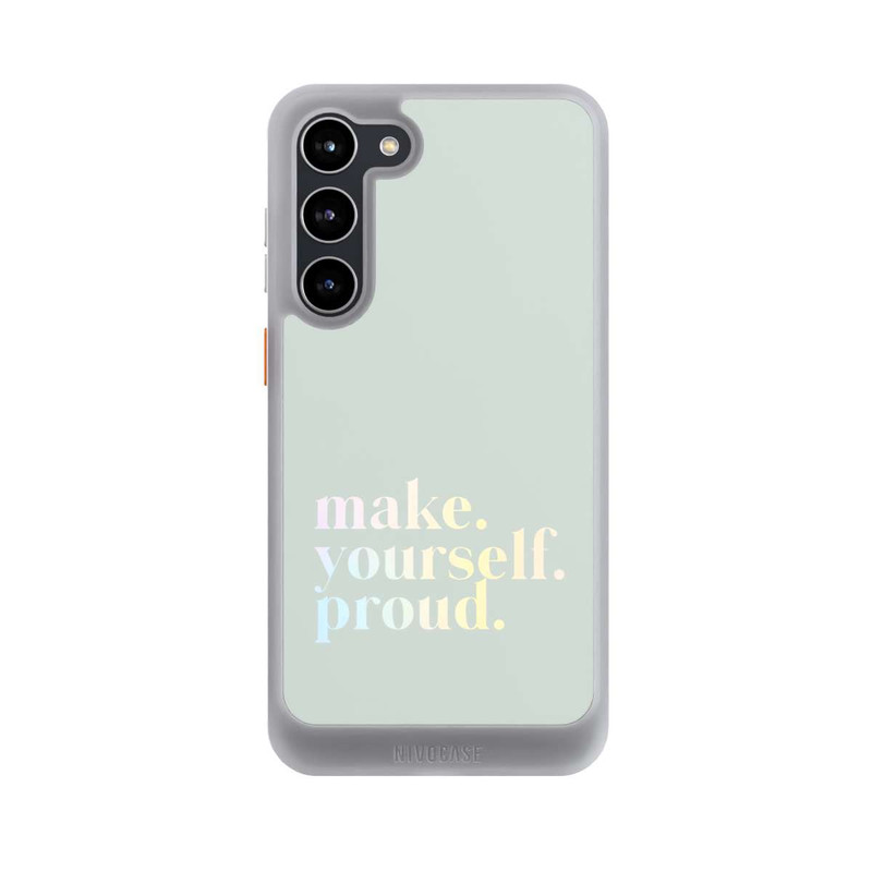 Galaxy S23 + NIVOcore Make Yourself Proud Zitat-Minze und Farbverlauf