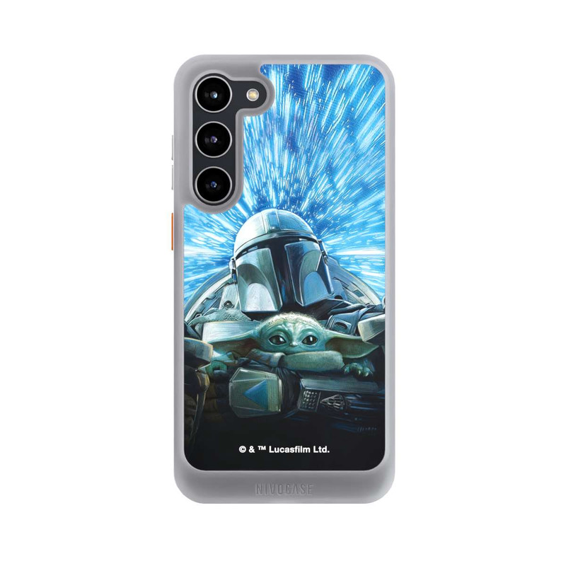 Galaxy S23 + NIVOcore Grogu und Mando fliegen blau