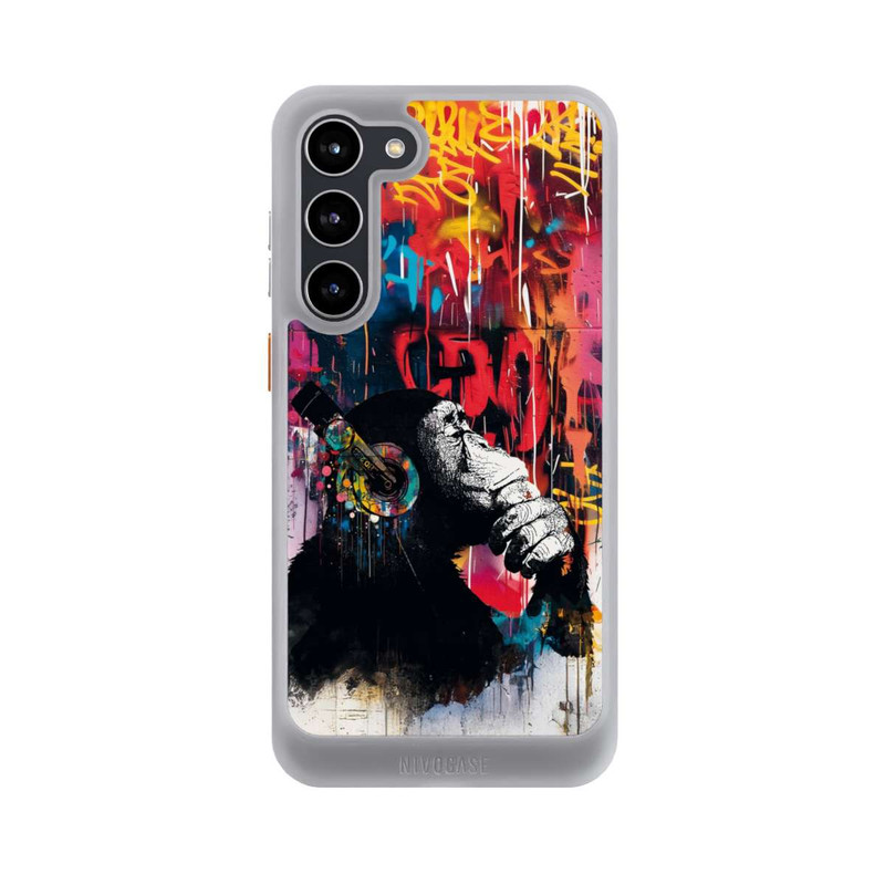 Galaxy S23 + NIVOcore Affe Stereo Kopfhörer Graffiti Street Art Blau
