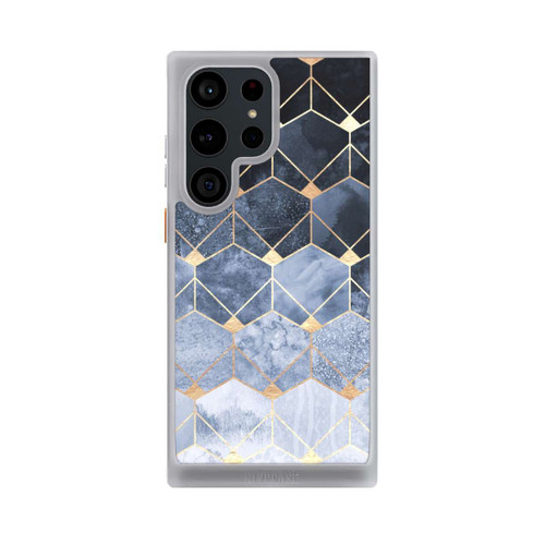 Samsung Galaxy S23 Ultra NIVOcore Blaue Sechsecke und Diamanten Golddruck