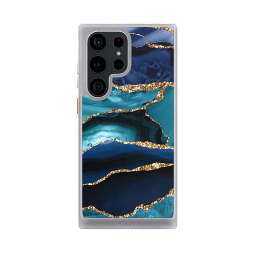 Samsung Galaxy S23 Ultra NIVOcore Dark and Light Blue Marble Gold Glitter Look