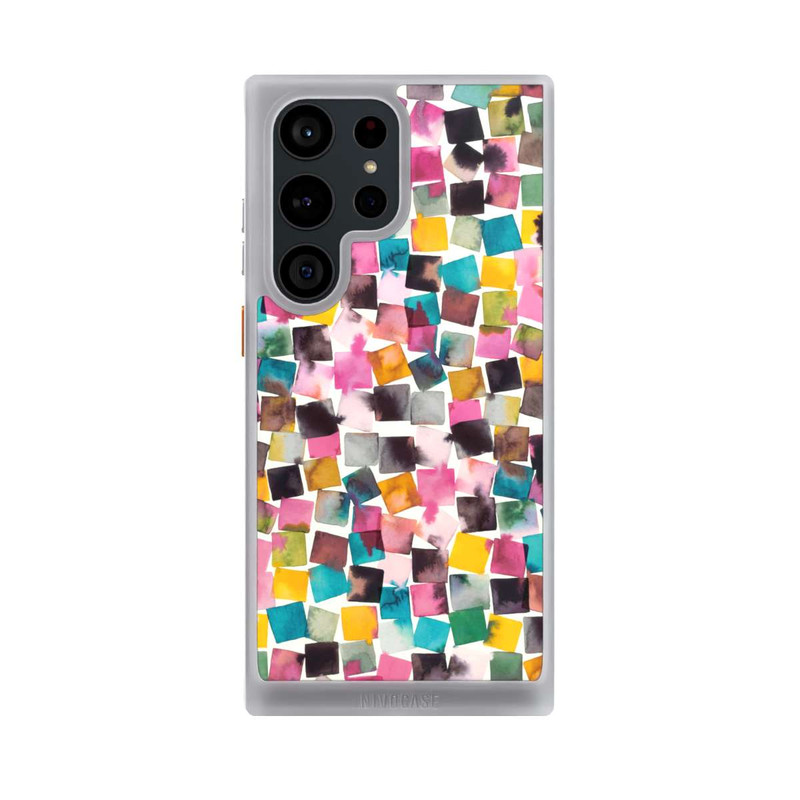 Galaxy S23 Ultra NIVOcore Watercolor Geometric Plaids Pink