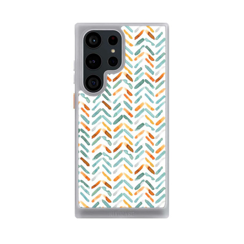 Samsung Galaxy S23 Ultra NIVOcore Elegantes Herbstchevron Blau Orange