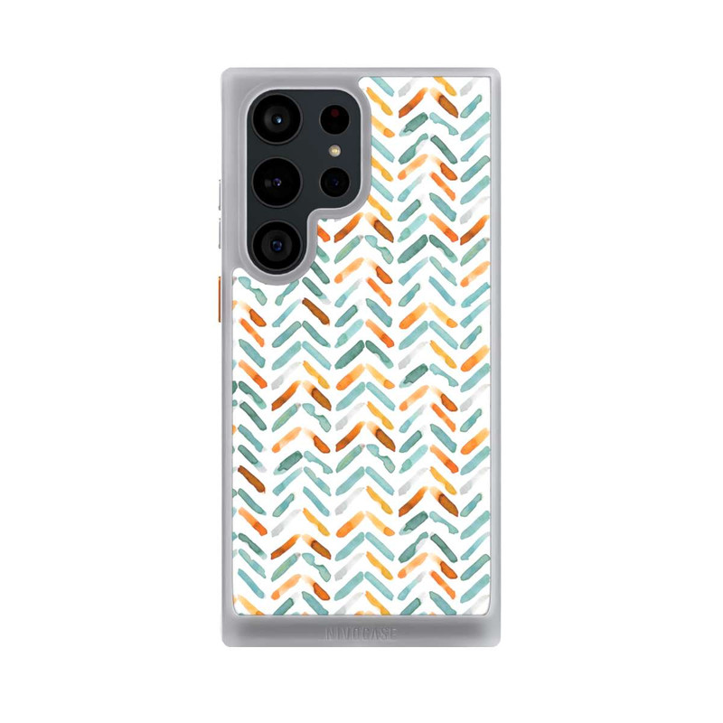 Galaxy S23 Ultra NIVOcore Elegantes Herbstchevron Blau Orange