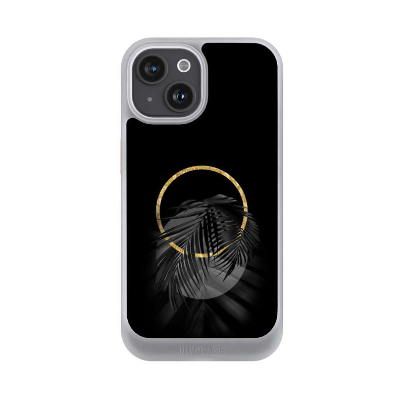 iPhone 15 NIVOcore Black Tropical Leaf