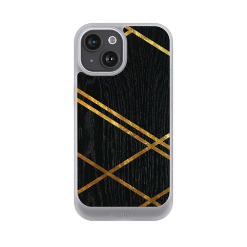 Apple iPhone 15 NIVOcore Schwarzes geometrisches Muster Goldene Streifen