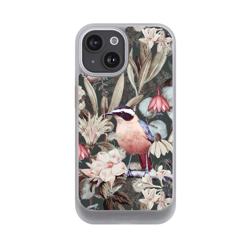 Apple iPhone 15 NIVOcore Orange Bird in Vintage Flower Pattern