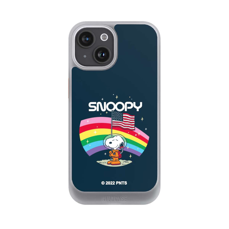 iPhone 15 NIVOcore Snoopy Weltraumreisender Regenbogen
