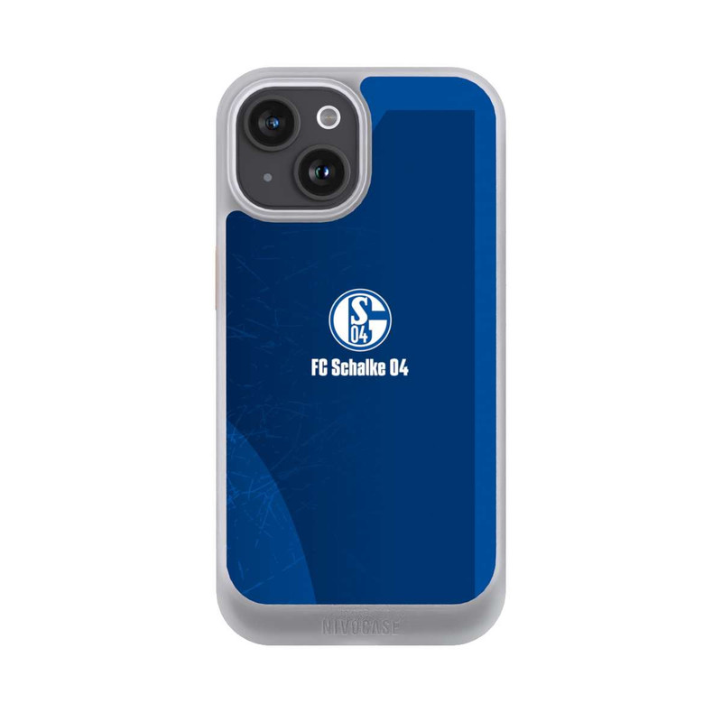 iPhone 15 NIVOcore Schalke 04 Blauer Hintergrund Mit Logo
