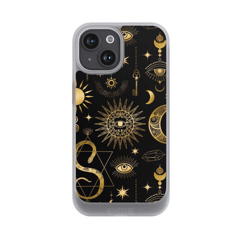 iPhone 15 NIVOcore Himmlische Sonne und Mond Steampunk