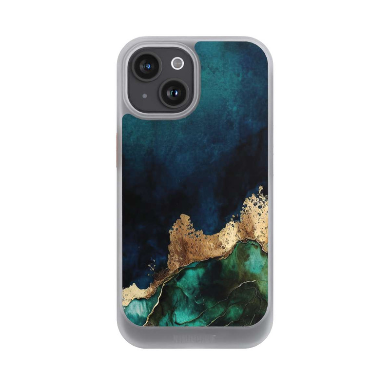 iPhone 15 NIVOcore Bleu pétrole avec or