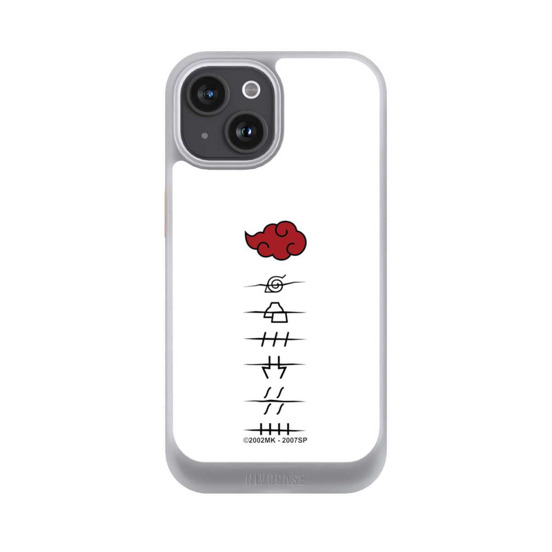 iPhone 15 NIVOcore Akatsuki Mitgliedersymbole Weiß