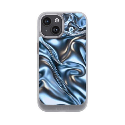 Apple iPhone 15 NIVOcore Glänzender Stoff Chrome Metallic Blau mit KI