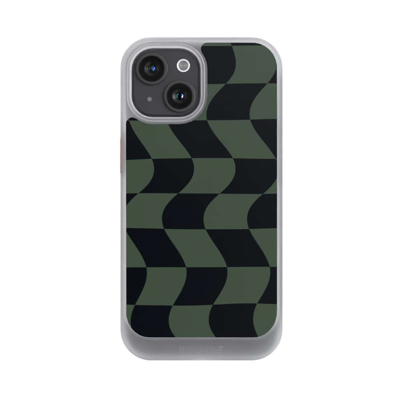 iPhone 15 NIVOcore Checked Pattern Green Black