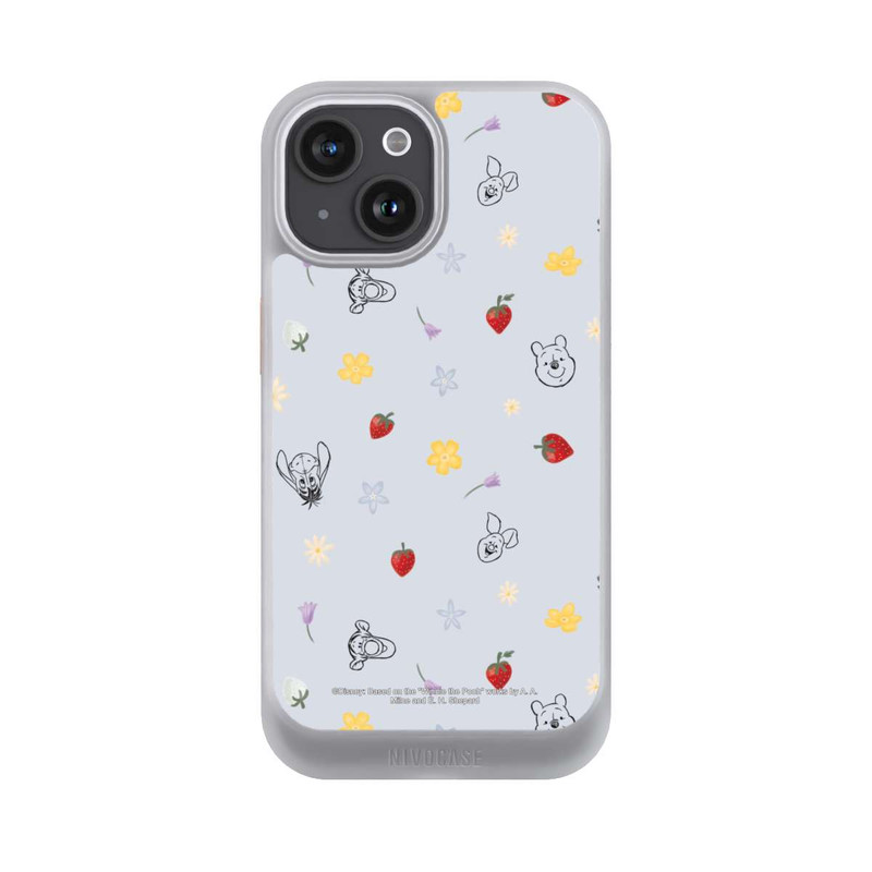 iPhone 15 NIVOcore Winnie Puuh und Freunde Erdbeer Muster Blau
